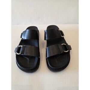 Indiego Rd Women's Black Buckle Strap Slip on Sandals Size 7